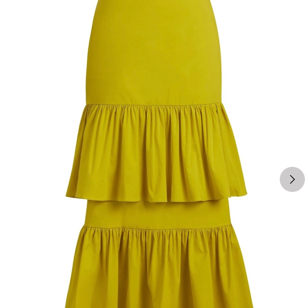 Eva Mendes Green Tiered Midi Skirt for Cocktail